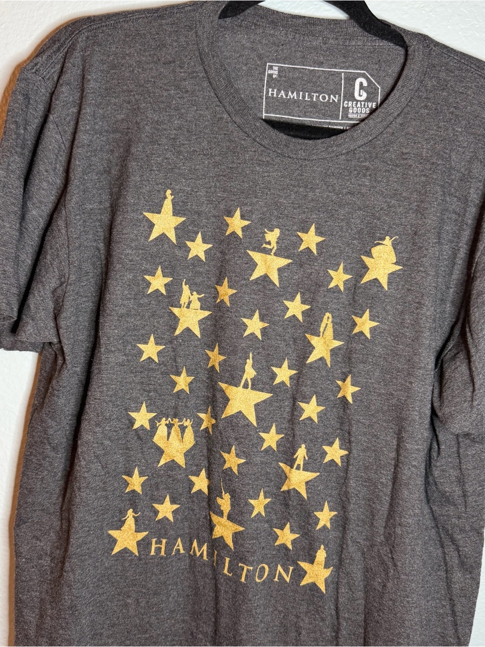 Hamilton unisex Gray T-Shirt with Gold Star Graphic